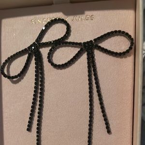 Sincerely Jules Black Bow Dangly Earrings